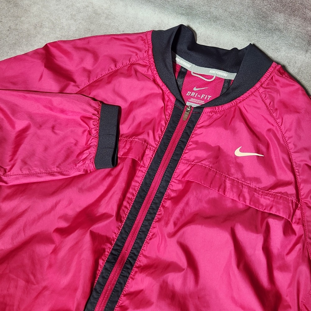 Nike Running‎ Dri-FIT Pink Full Zip Windbreaker Jacket 520336-660 Womens L